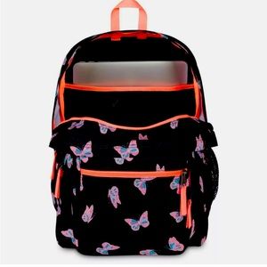 Jansport Backpack Black and orange butterflies.